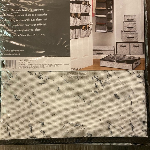 Lot of 2 Hanging Closet Organizers, Marble Pattern - Picture 2 of 4